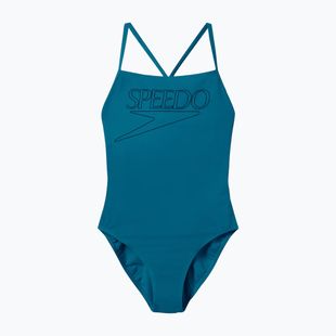 Strój pływacki jednoczęściowy damski Speedo Endurance+ Logo Thin Strap teal abyss