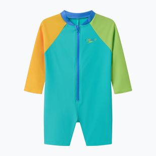 Strój kąpielowy jednoczęściowy dziecięcy Speedo Colorblock Zip LS aqua breeze