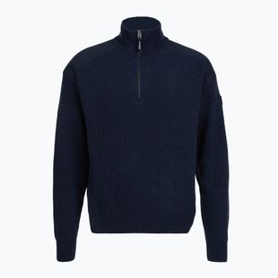 Sweter męski Dovre Ribbed Knit Half Zip navy