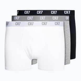 Bokserki męskie CR7 Basic Trunk 3 pary 633 white/ grey melange/ black