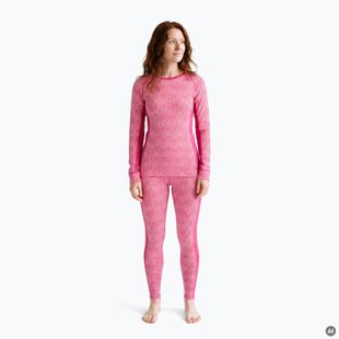 Komplet bielizny termoaktywnej damskiej WOOLCANO SET1109 100% merino różowy