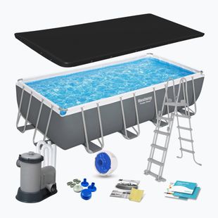 Basen stelażowy Bestway Power Steel Rectangular Pool Set 56465N 549 x 274 cm ciemnoszary