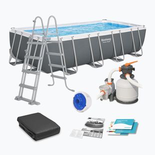 Basen stelażowy Bestway Power Steel Rectangular Pool Set 56466N 549 x 274 cm ciemnoszary