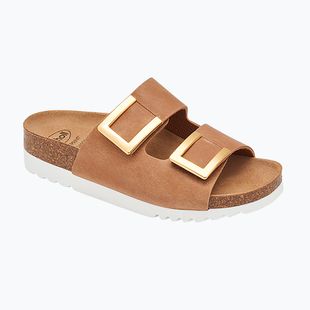 Klapki damskie Scholl Montery 2 Straps Ad Med cognac