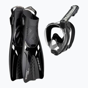 Zestaw do nurkowania Cressi Baron + Tonga black/black/black