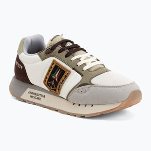 Buty męskie Aeronautica Militare SC0292UCT03331 off white/verde/marrone/grigio