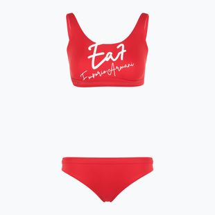 Strój kąpielowy dwuczęściowy damski EA7 Emporio Armani Maxi Logo Bikini Top racing red
