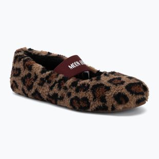 Kapcie damskie Moon Boot Fleece Ballerina Leopard cognac/cocoa