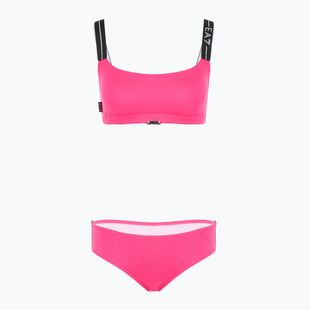 Strój kapielowy dwuczęściowy damski EA7 Emporio Armani Logo Tape Bikini Top neon pink