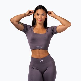Top treningowy damski NEBBIA Flow Seamless dark grey