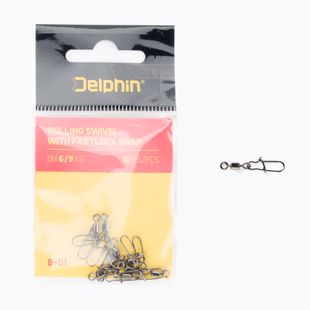 Krętlik spinningowy Delphin Rolling Swivel with Fastlock Snap 10 szt czarne 969B01004