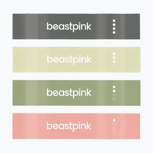 Zestaw gum oporowych GymBeam 4 sztuki black/olive/green/peach