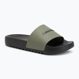 Klapki męskie Calvin Klein HM0HM01063 Chuncky Pool Slide Rub smokey olive/black