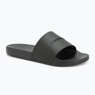 Klapki męskie Calvin Klein HM0HM00455 Pool Slide Rubber dark olive
