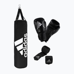 Zestaw bokserski adidas Performance Boxing Set worek + rękawice + bandaż czarno-biały