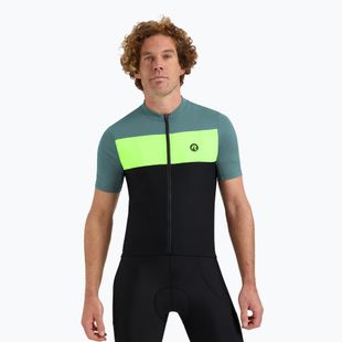 Koszulka rowerowa męska Rogelli Core Block black / turquoise / fluor yellow