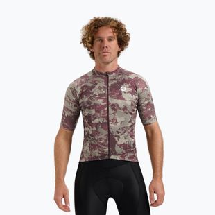Koszulka rowerowa męska Rogelli Essential Graphic II taupe/bordeaux