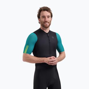 Koszulka rowerowa męska Rogelli Fast black/teal/green