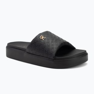 Klapki damskie Tommy Hilfiger Platform Monogram Poolslide black