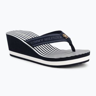 Japonki damskie Tommy Hilfiger Stripes Wedge Beach Sandal space blue
