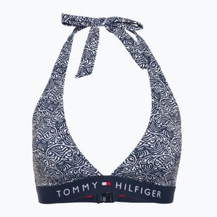 Góra od stroju kąpielowego Tommy Hilfiger Halter Rp Print illustrated wave dark night navy