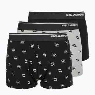 Bokserki męskie KARL LAGERFELD Ikon Aop Trunk 3 pary karl dot/ash black