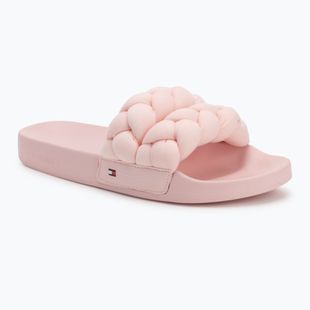 Klapki damskie Tommy Jeans Braided Slide delicate pink