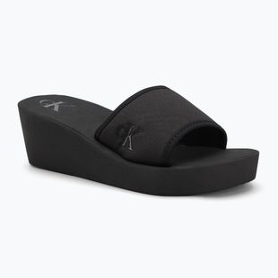 Klapki damskie Calvin Klein YW0YW01725 Beach Wedge Slide Canvas triple black