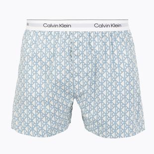 Bokserki Calvin Klein LV00NM2831 Boxer Trad icon cotton emblem chalk/gulf blue