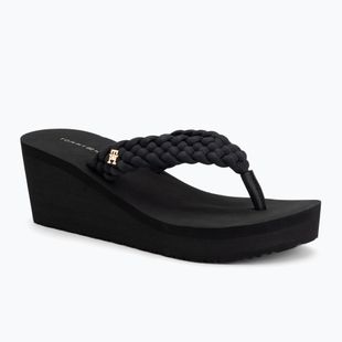 Japonki damskie Tommy Hilfiger Wedge Braided Summer Sandal black
