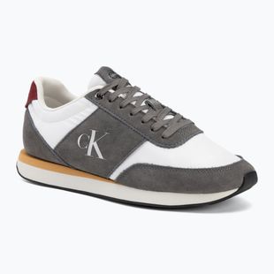 Buty męskie Calvin Klein HM0HM02212 Retro Runner Bans Leather Suede granite gray/white/rhubarb