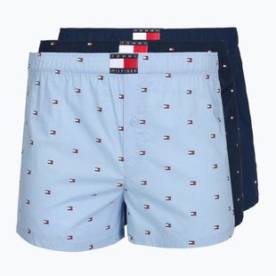 Bokserki męskie Tommy Hilfiger Woven Boxer Print 3 pack chambray flag/carb navy/c navy flag