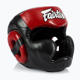 Kask bokserski Fairtex Diagonal Vision Sparring Headguard - Full Head Coverage black/red