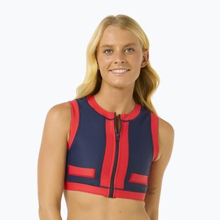 Góra od stroju kąpielowego Rip Curl Coco Short Sleeve Vest red/dark blue