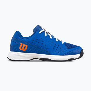 Buty do tenisa dzecięce Wilson Rush Pro Ace L Jr déjà vu blue/orange tiger/white