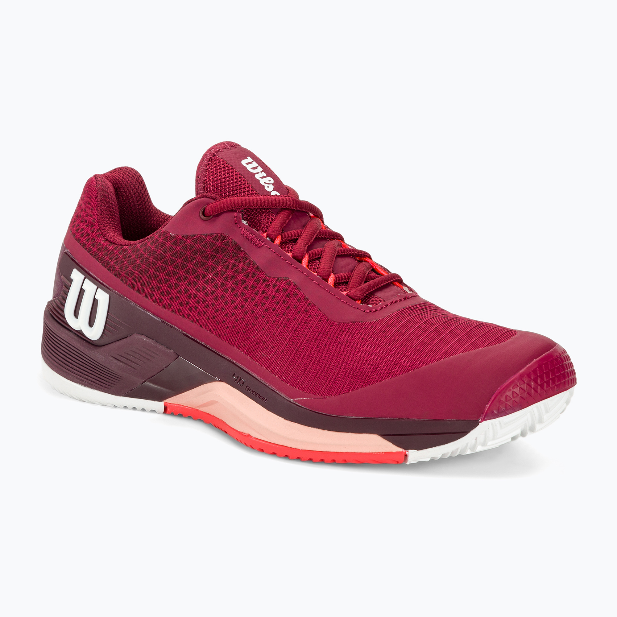 Buty do tenisa damskie Wilson Rush Pro 4.0 Clay W beet red/white/tropical peach | WYSYŁKA W 24H | 30 DNI NA ZWROT