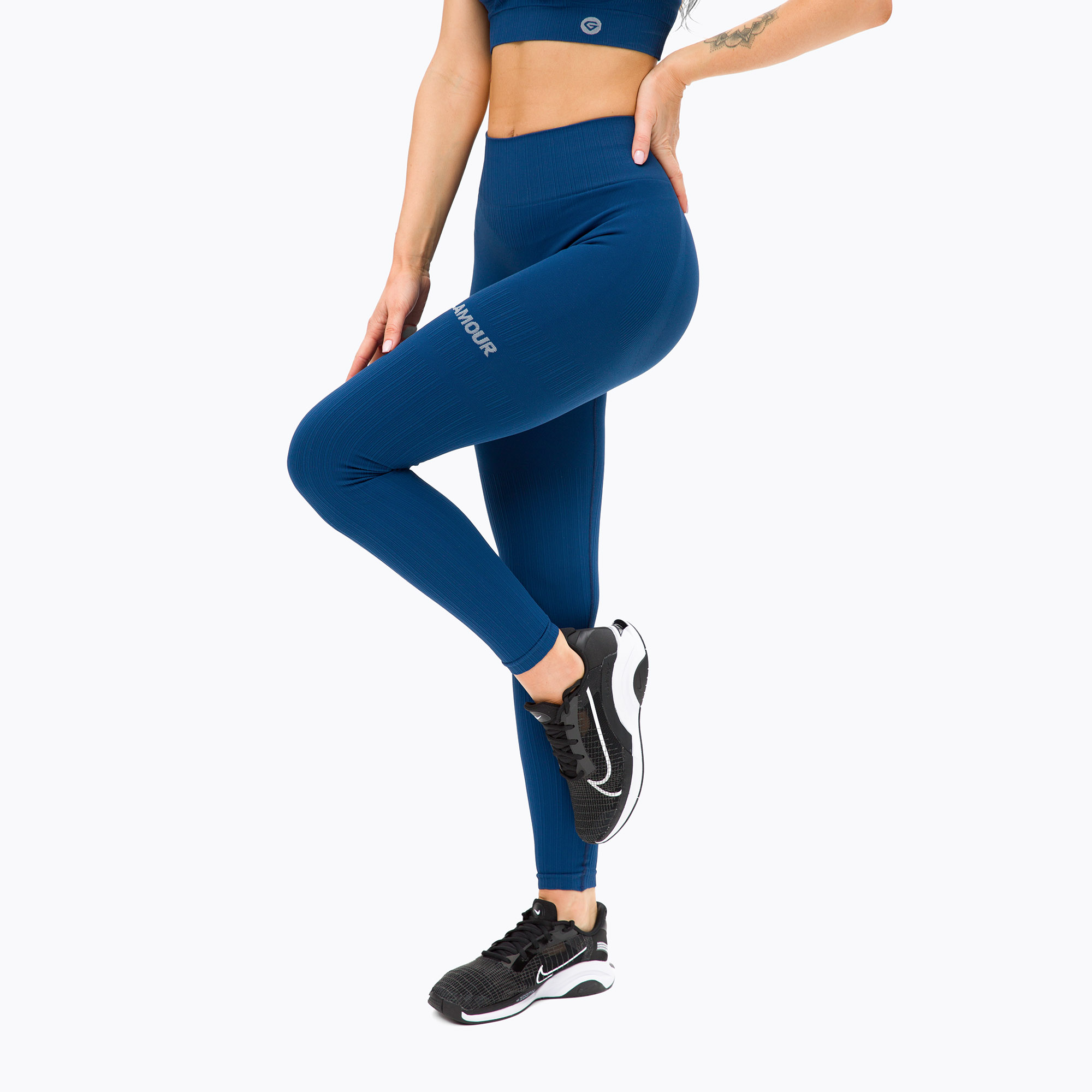 Legginsy treningowe damskie Gym Glamour Push Up classic blue | WYSYŁKA W 24H | 30 DNI NA ZWROT