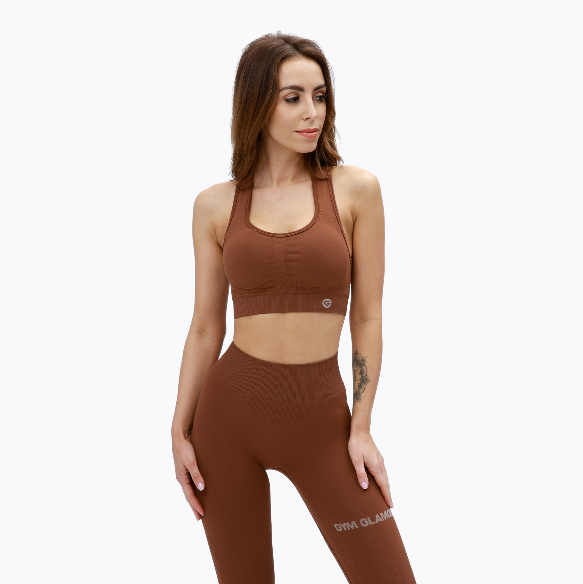 Biustonosz treningowy Gym Glamour Push Up chocolate | WYSYŁKA W 24H | 30 DNI NA ZWROT