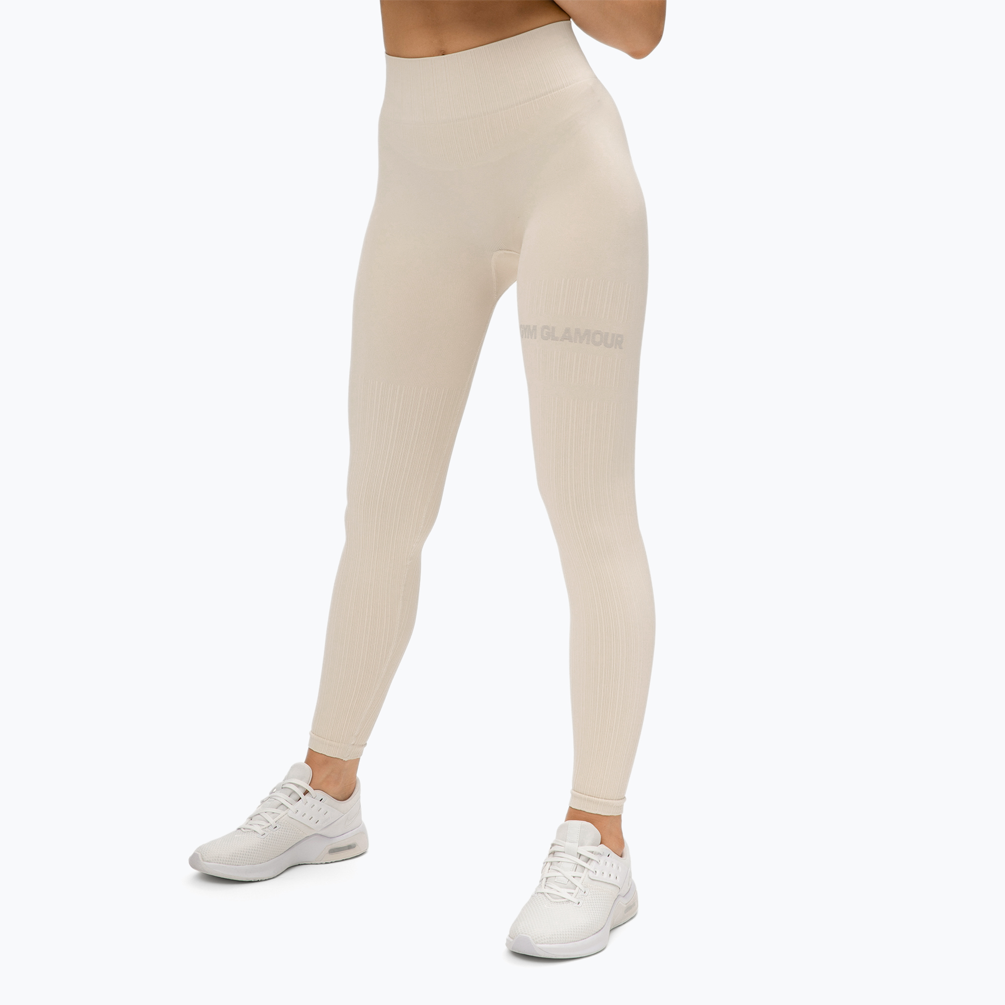 Legginsy treningowe damskie Gym Glamour Push Up cream | WYSYŁKA W 24H | 30 DNI NA ZWROT
