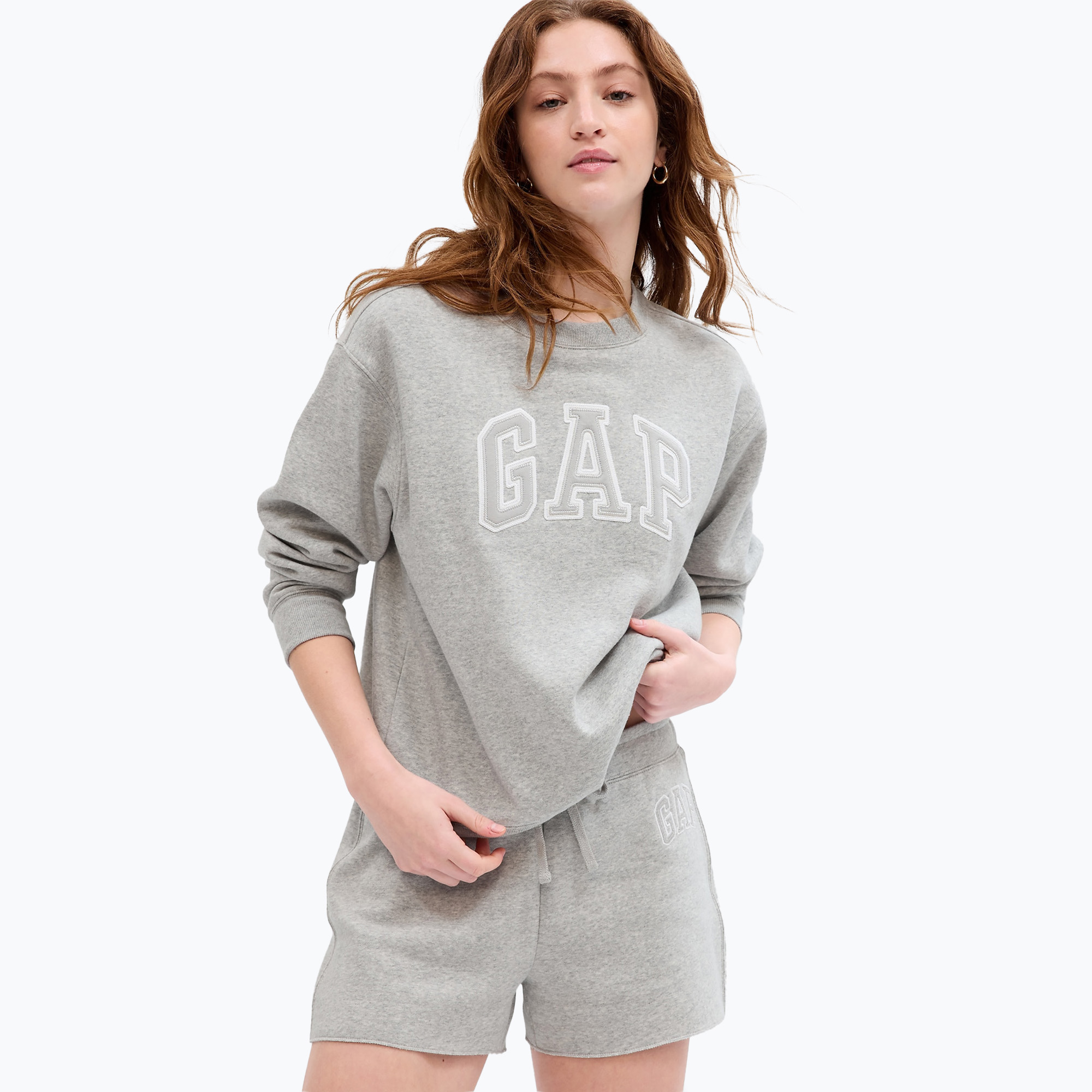 Bluza damska GAP V-Gap Heritage Crew light heather grey | WYSYŁKA W 24H | 30 DNI NA ZWROT