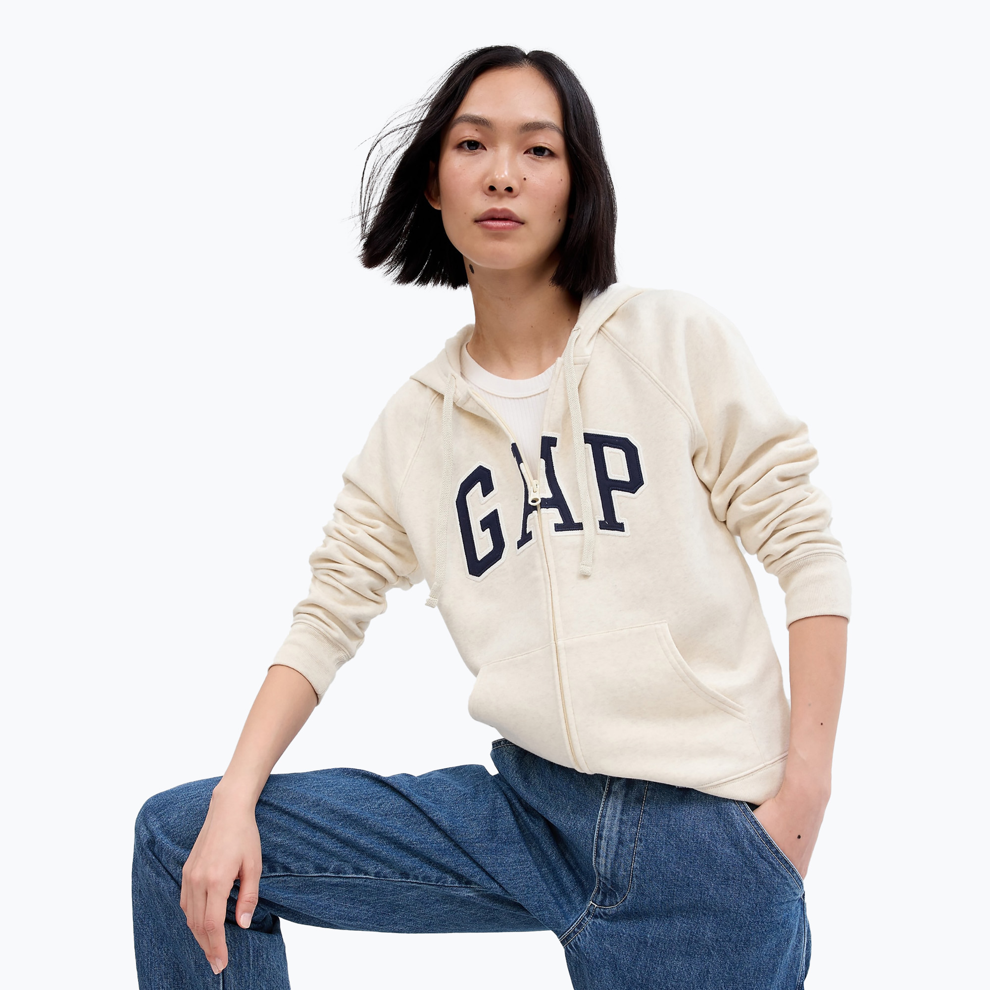 Bluza damska GAP V-Gap Heritage FZ HD oatmeal heather | WYSYŁKA W 24H | 30 DNI NA ZWROT