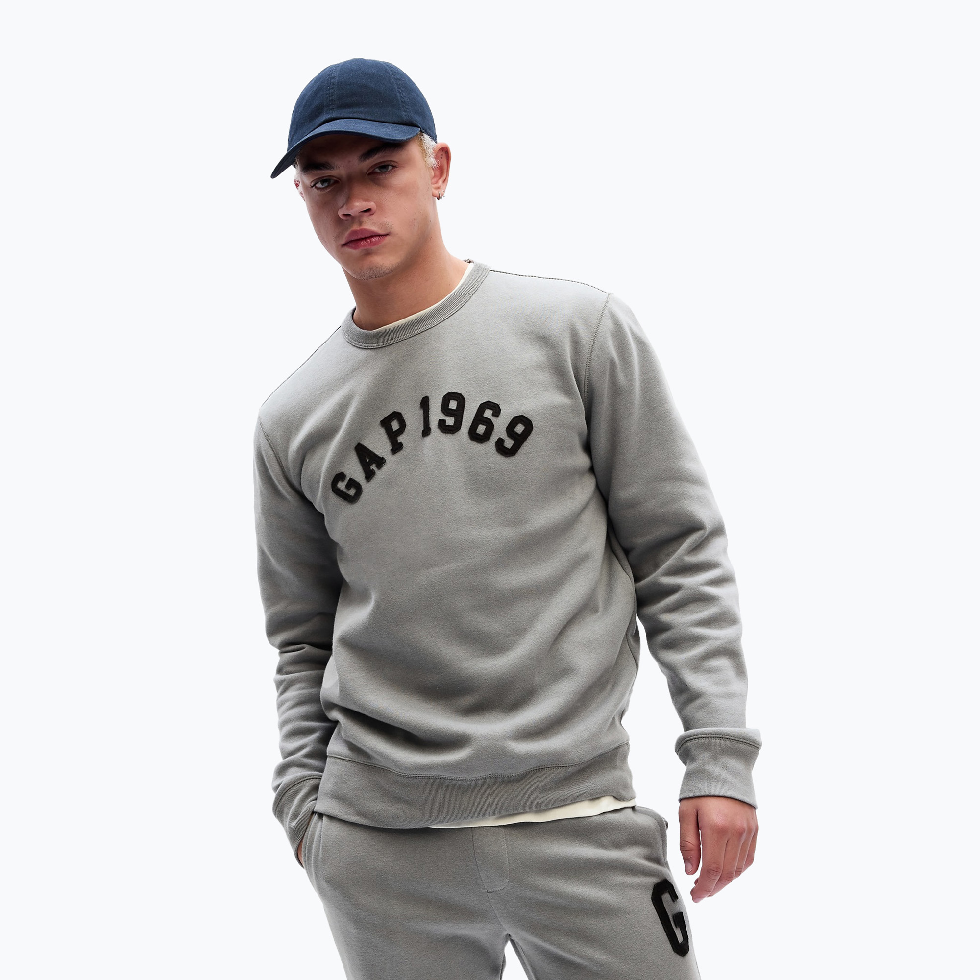 Bluza męska GAP 1969 Logo Crewneck pilot grey | WYSYŁKA W 24H | 30 DNI NA ZWROT