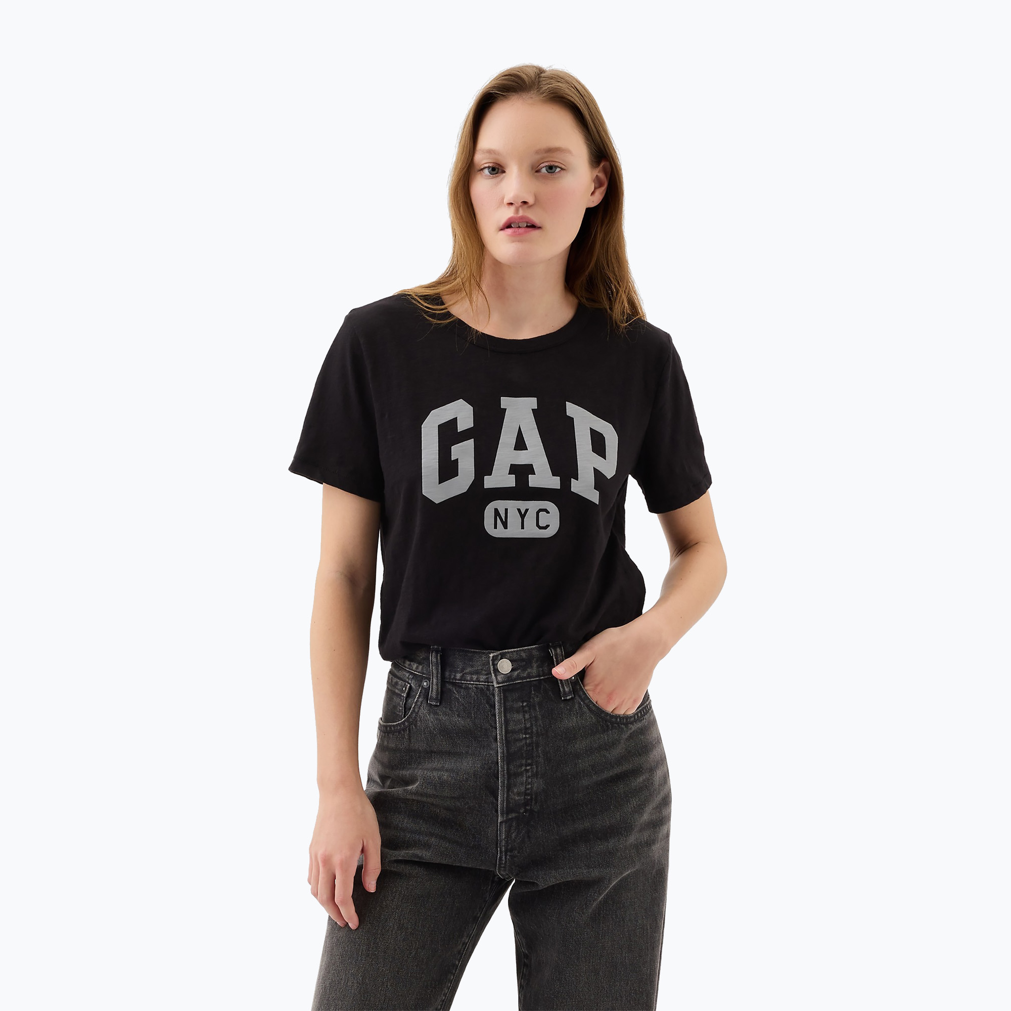 Koszulka damska GAP Logo Slub Tee black | WYSYŁKA W 24H | 30 DNI NA ZWROT