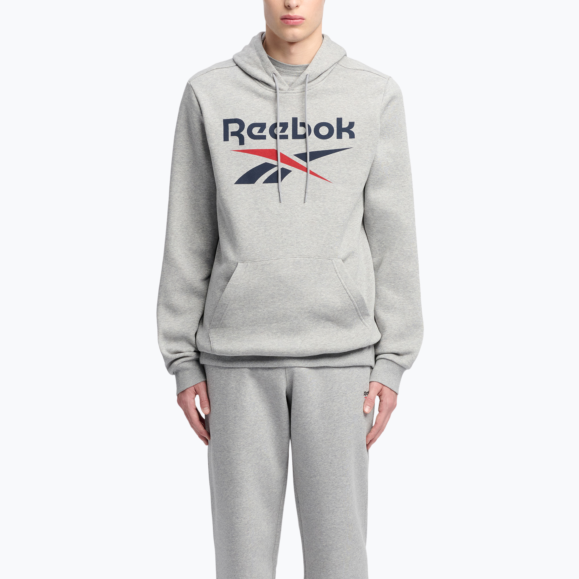 Bluza męska Reebok Identity Big Logo Fleece Hoodie medium grey heater/vector navy/vector red | WYSYŁKA W 24H | 30 DNI NA ZWROT