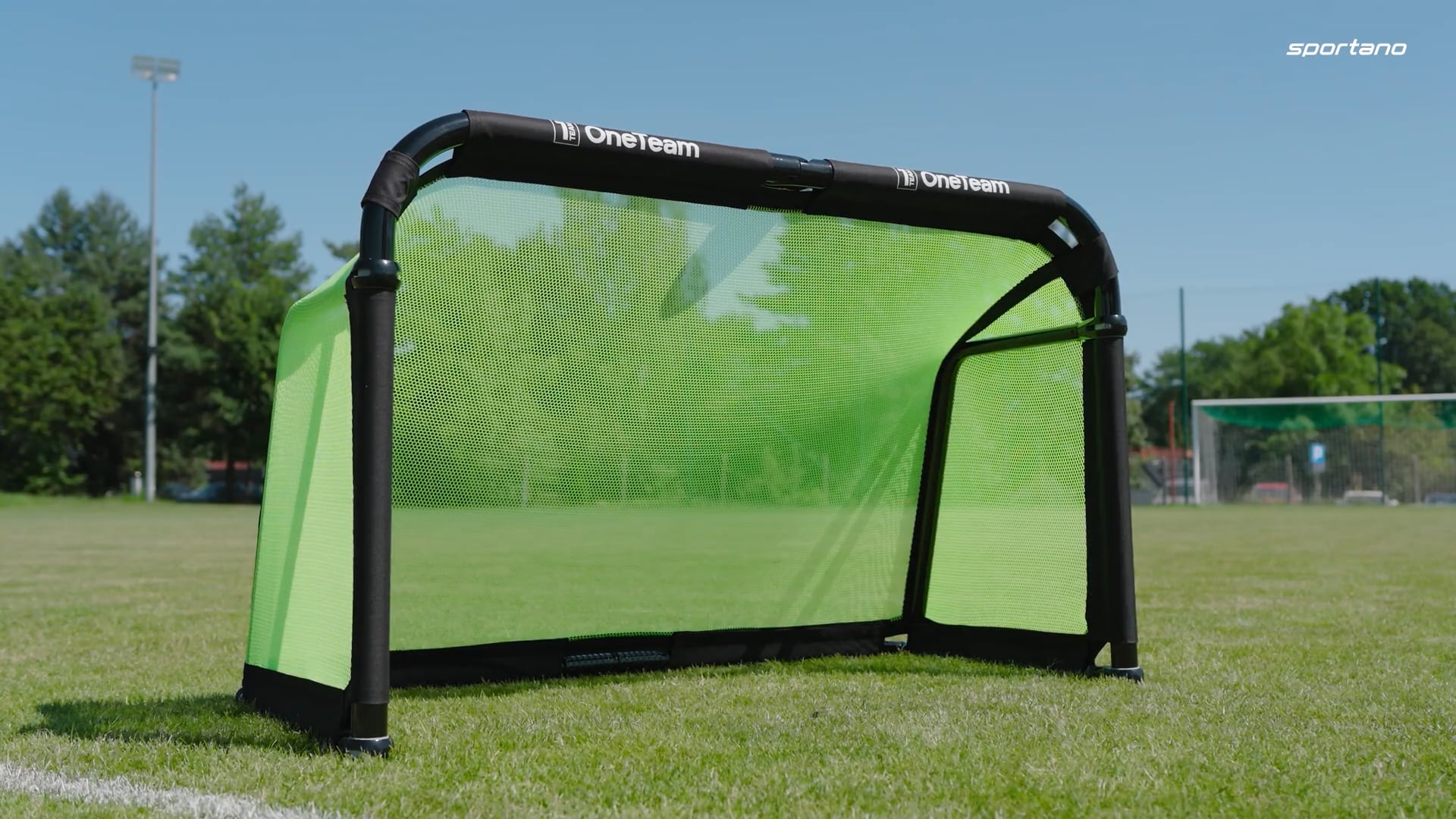 Bramka do piłki nożnej OneTeam SWIFTGOAL 150 x 90 cm składana czarny/zielony