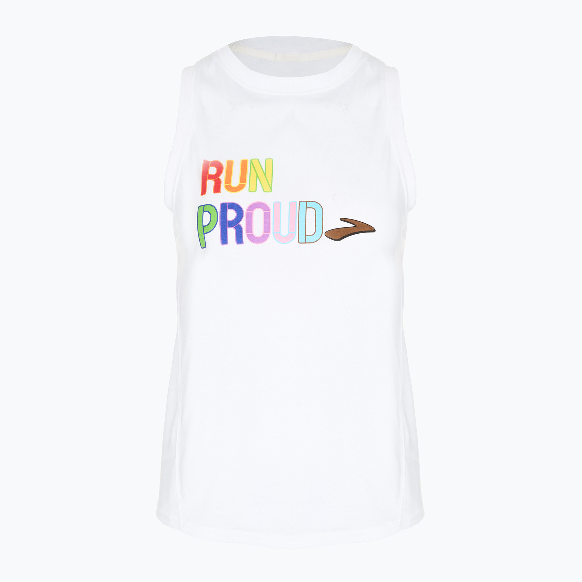 Koszulka do biegania damska Brooks Distance Graphic Tank white/rainbow/brow 