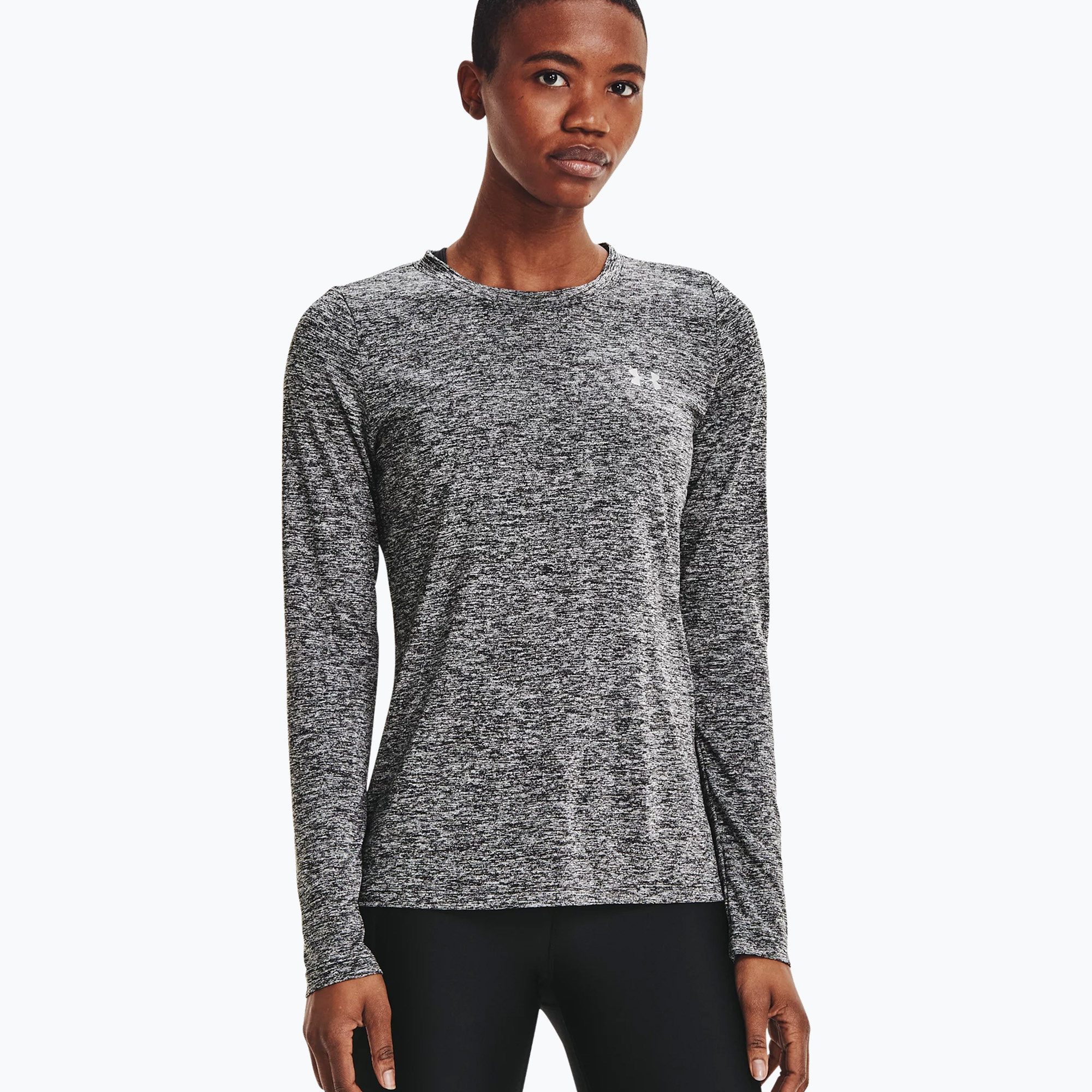 Longsleeve treningowy damski Under Armour Tech Crew Twist black/metallic silver | WYSYŁKA W 24H | 30 DNI NA ZWROT