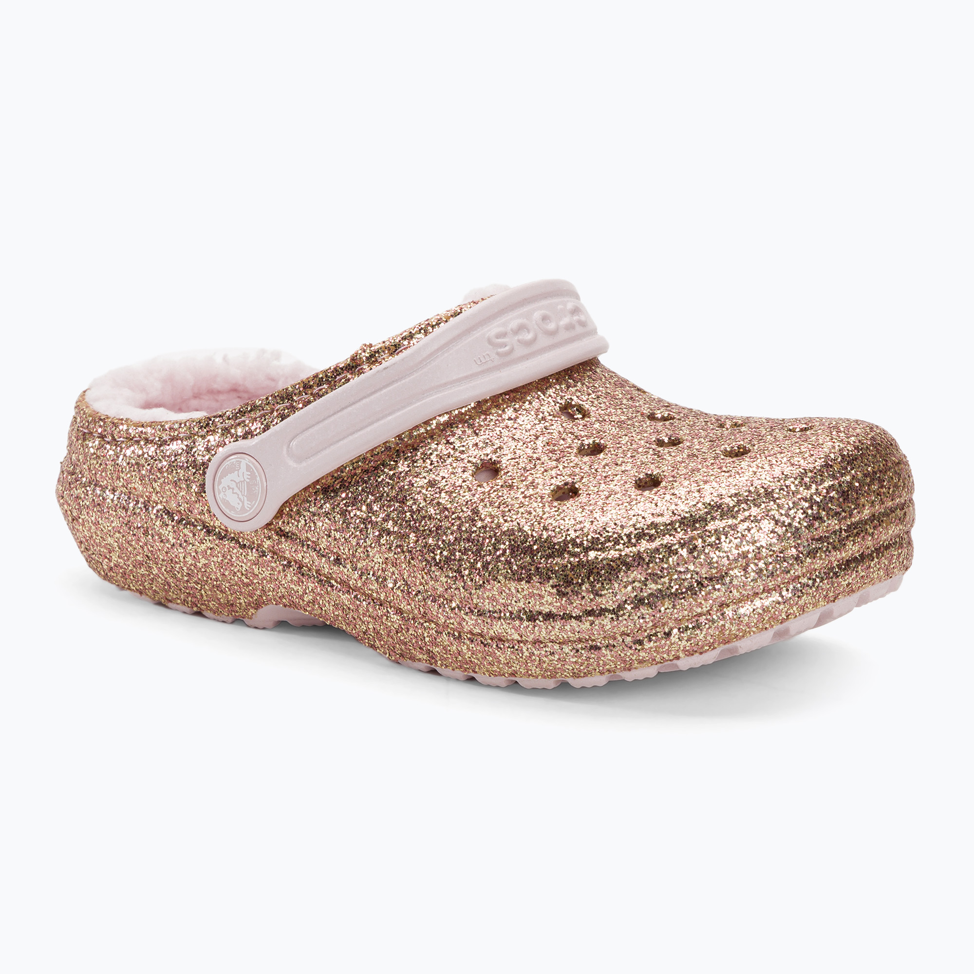 Klapki dziecięce Crocs Classic Lined Glitter Clog gold/barely pink | WYSYŁKA W 24H | 30 DNI NA ZWROT