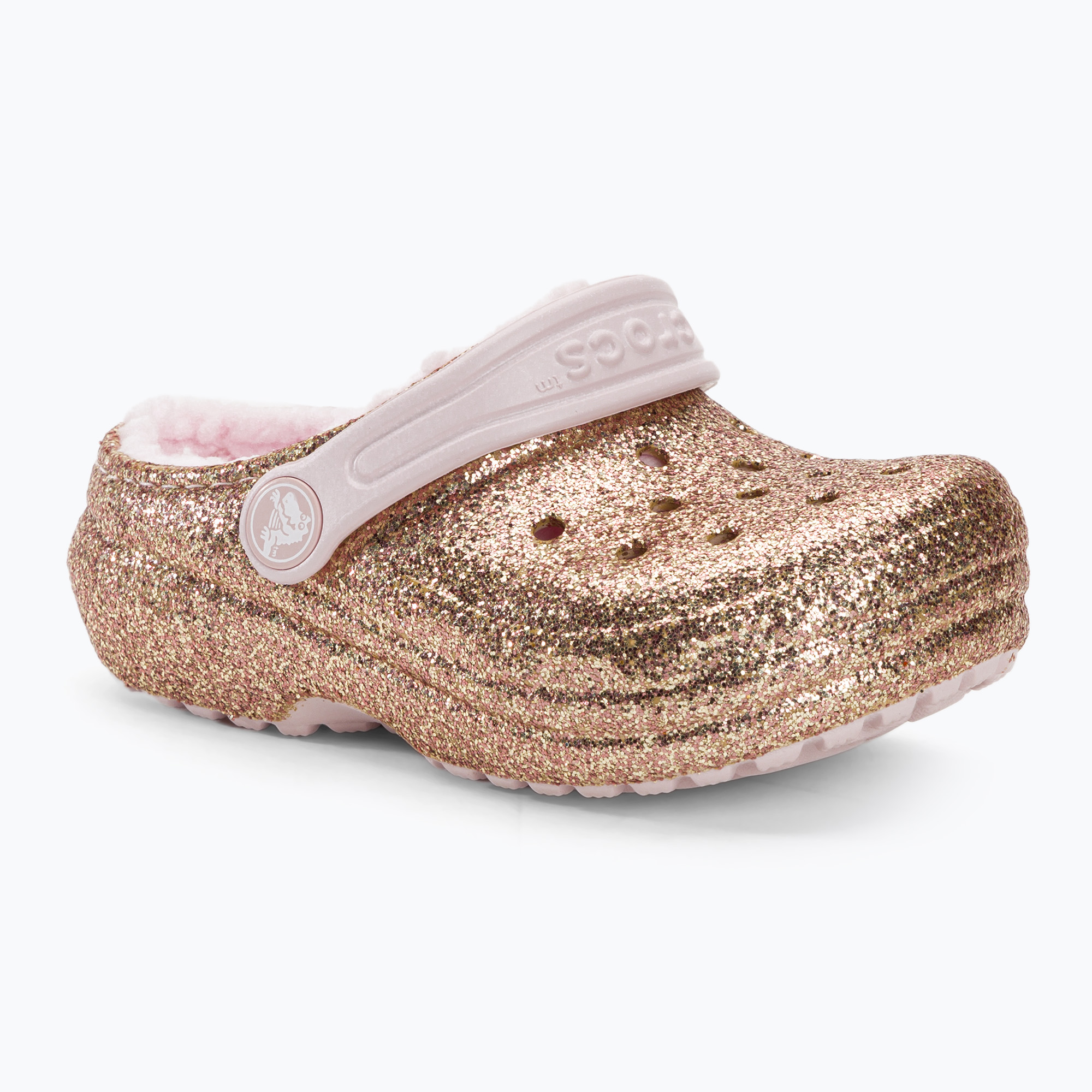 Klapki dziecięce Crocs Classic Lined Glitter Clog gold/barely pink | WYSYŁKA W 24H | 30 DNI NA ZWROT