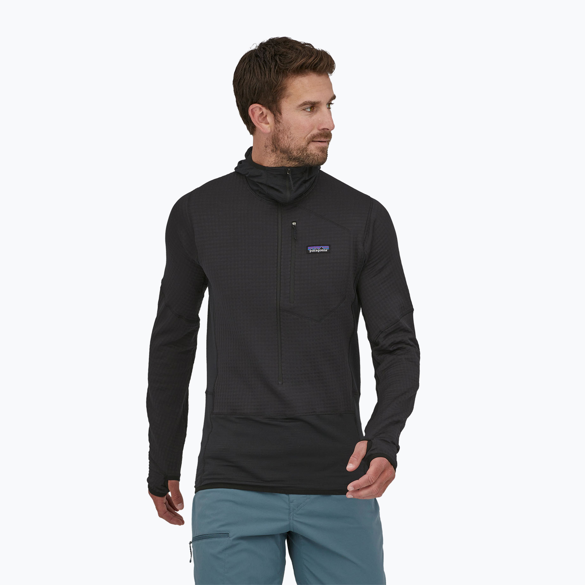 Bluza trekkingowa męska R1 Pullover Hoody black | WYSYŁKA W 24H | 30 DNI NA ZWROT